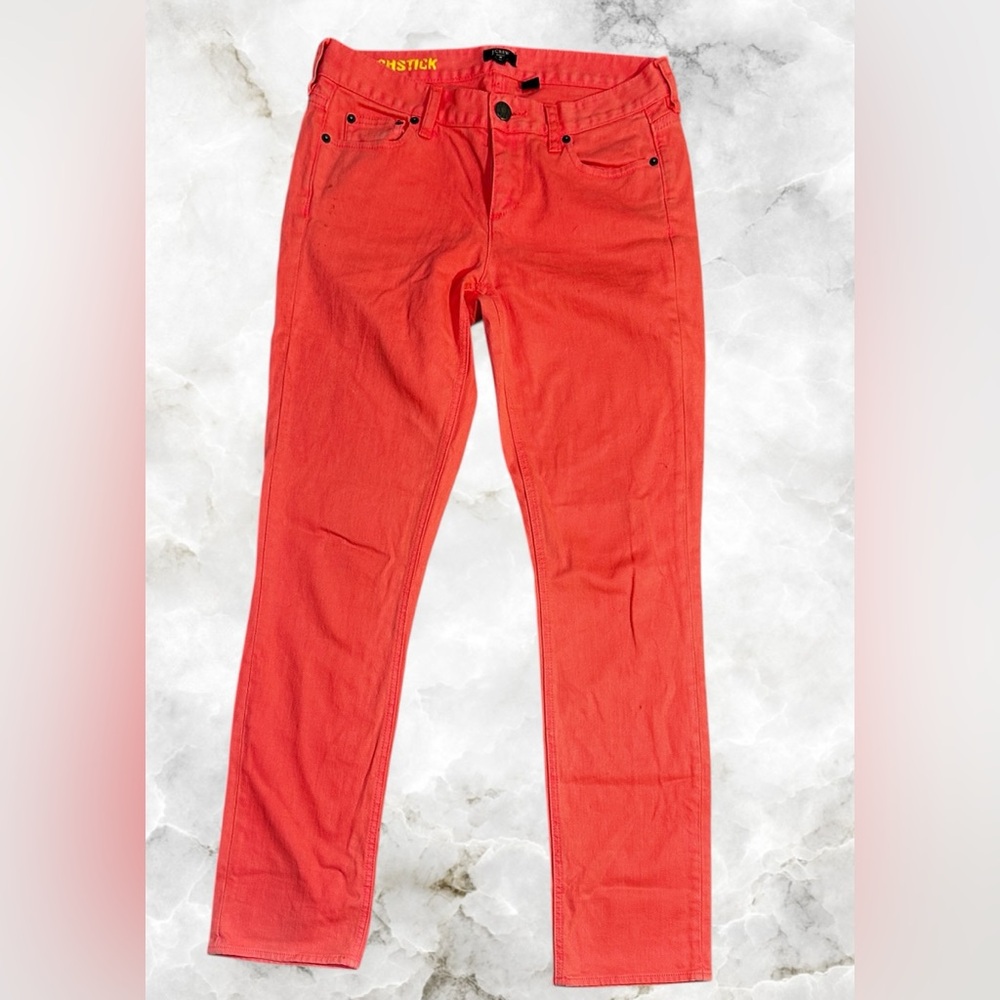 J.Crew Matchstick Cropped Pants Coral Pink Stretch Skinny Size 28
